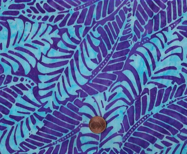 Batik Blätter lila-türkis