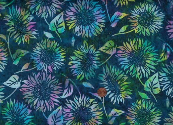 Batik Sonnenblumen blau-bunt