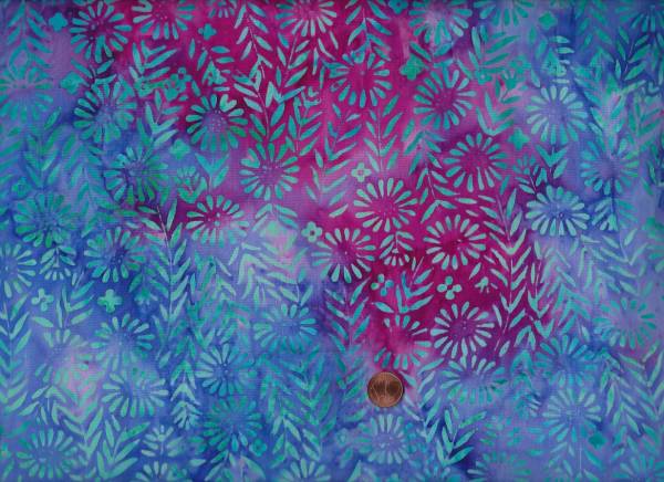Batik Blumen türkis-lila- magenta