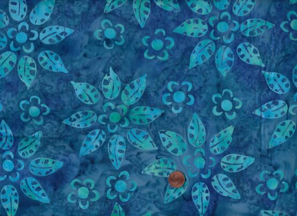 Batik Blüten blau-türkis