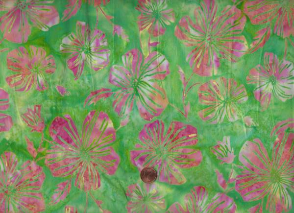 Batik Malven grün-pink