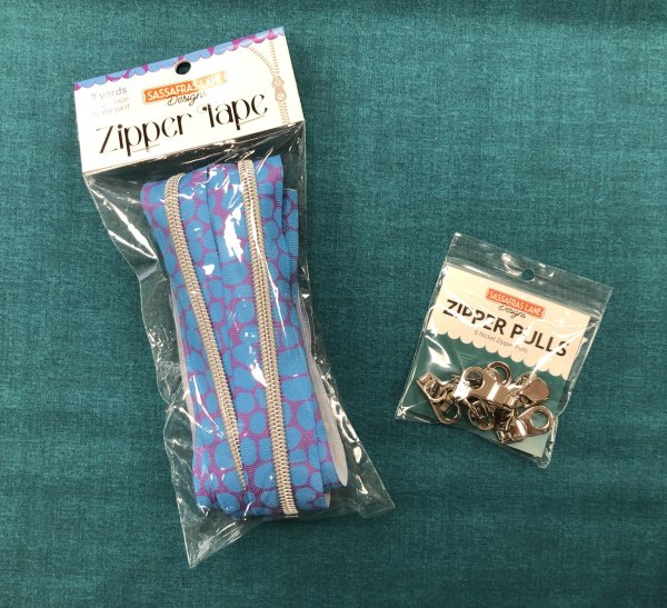 Blue Pebble Zipper Tape with Nickel teeth + Nickel Zipper Pulls