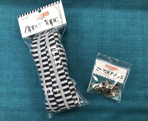 Wide Black Stripe Zipper Tape with Nickel teeth + Nickel Zipper Pulls